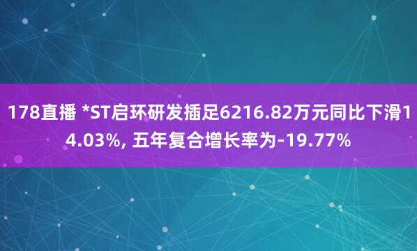 178直播 *ST启环研发插足6216.82万元同比下滑14.03%, 五年复合增长率为-19.77%
