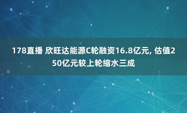 178直播 欣旺达能源C轮融资16.8亿元, 估值250亿元较上轮缩水三成