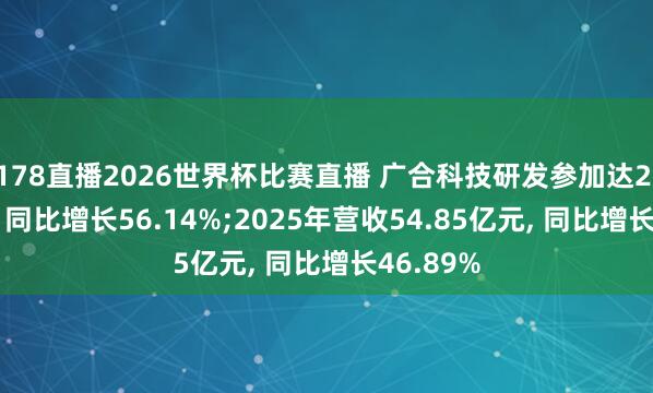 178直播2026世界杯比赛直播 广合科技研发参加达2.80亿元, 同比增长56.14%;2025年营收54.85亿元, 同比增长46.89%