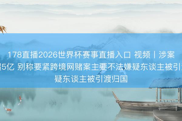 178直播2026世界杯赛事直播入口 视频丨涉案资金超5亿 别称要紧跨境网赌案主要不法嫌疑东谈主被引渡归国